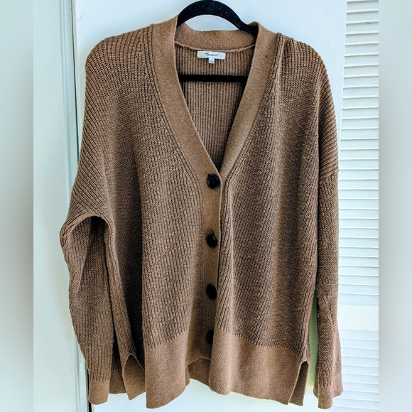 Madewell Brown Ribbed Button-Front Cardigan - Picture 2 of 5